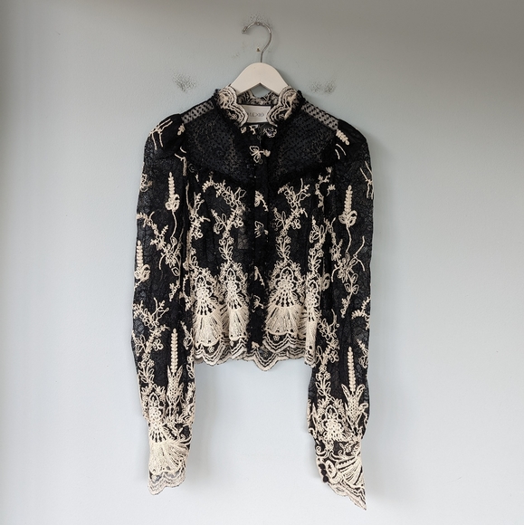 NWT Alexis Boda Embroidered Victorian Lace Puff Sleeve Top - Picture 5 of 10